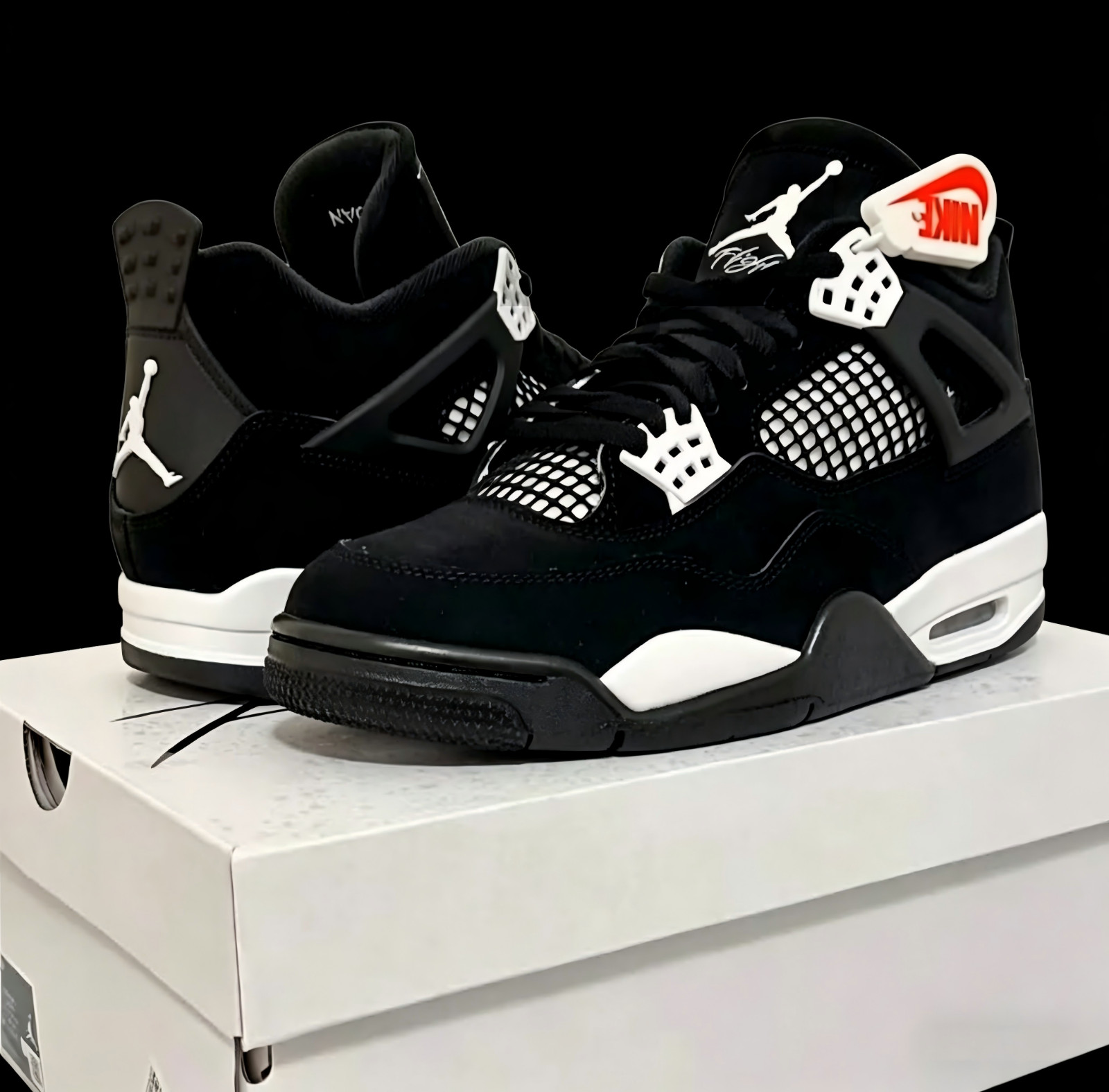 Jordan 4 Retro “White Thunder” Men’s Mid-Top Basketball Shoes US 7-12