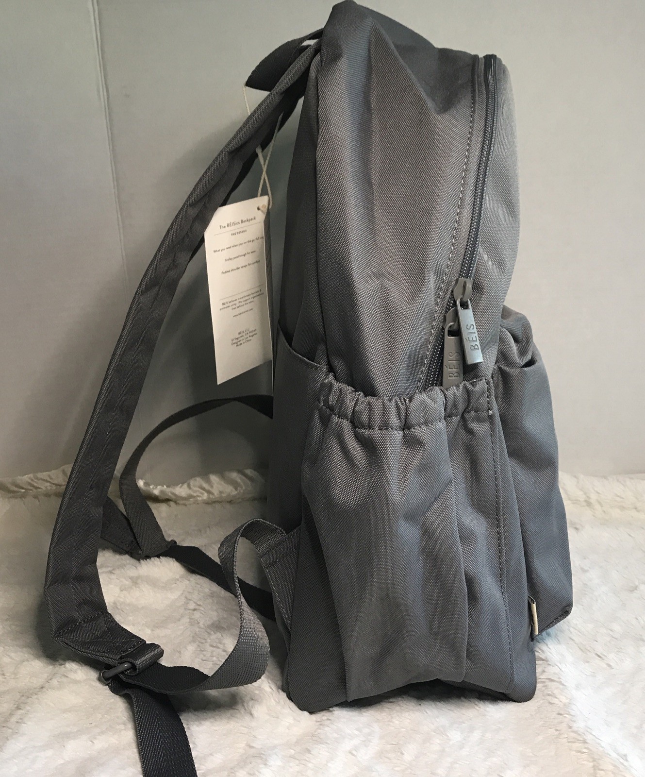BEIS The BEISics GRAY Backpack Laptop & Trolley Friendly Minimalist NWT