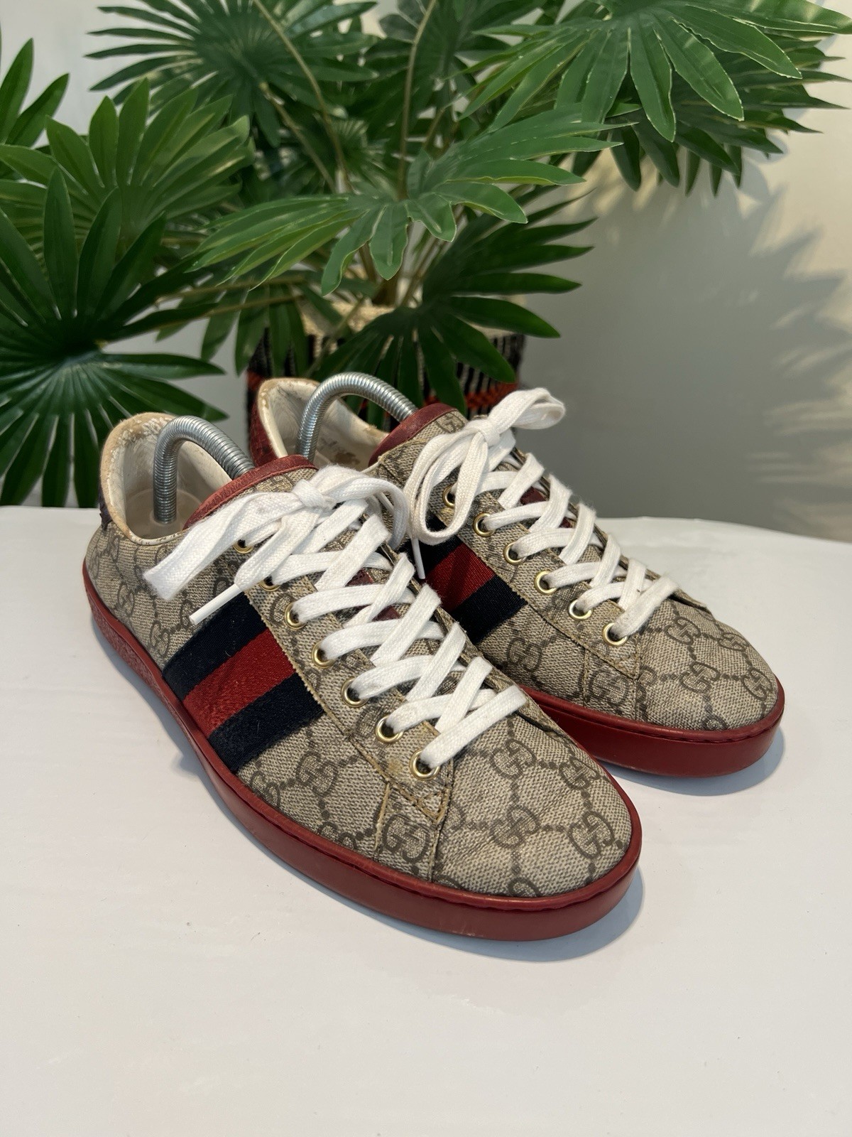 Gucci Ace GG Supreme Canvas Low Top Casual Sneaker Men’s Ebony 429445 U.S 7