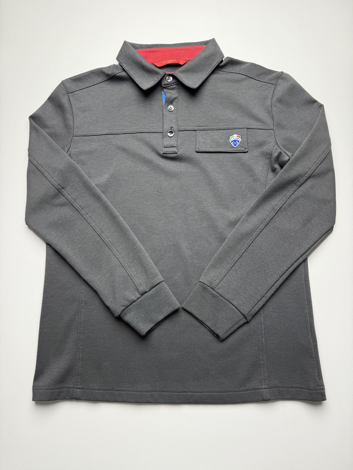 Klasma Polo Shirt Mens 95 Small Medium Gray Long Sleeve Collared Jersey Logo