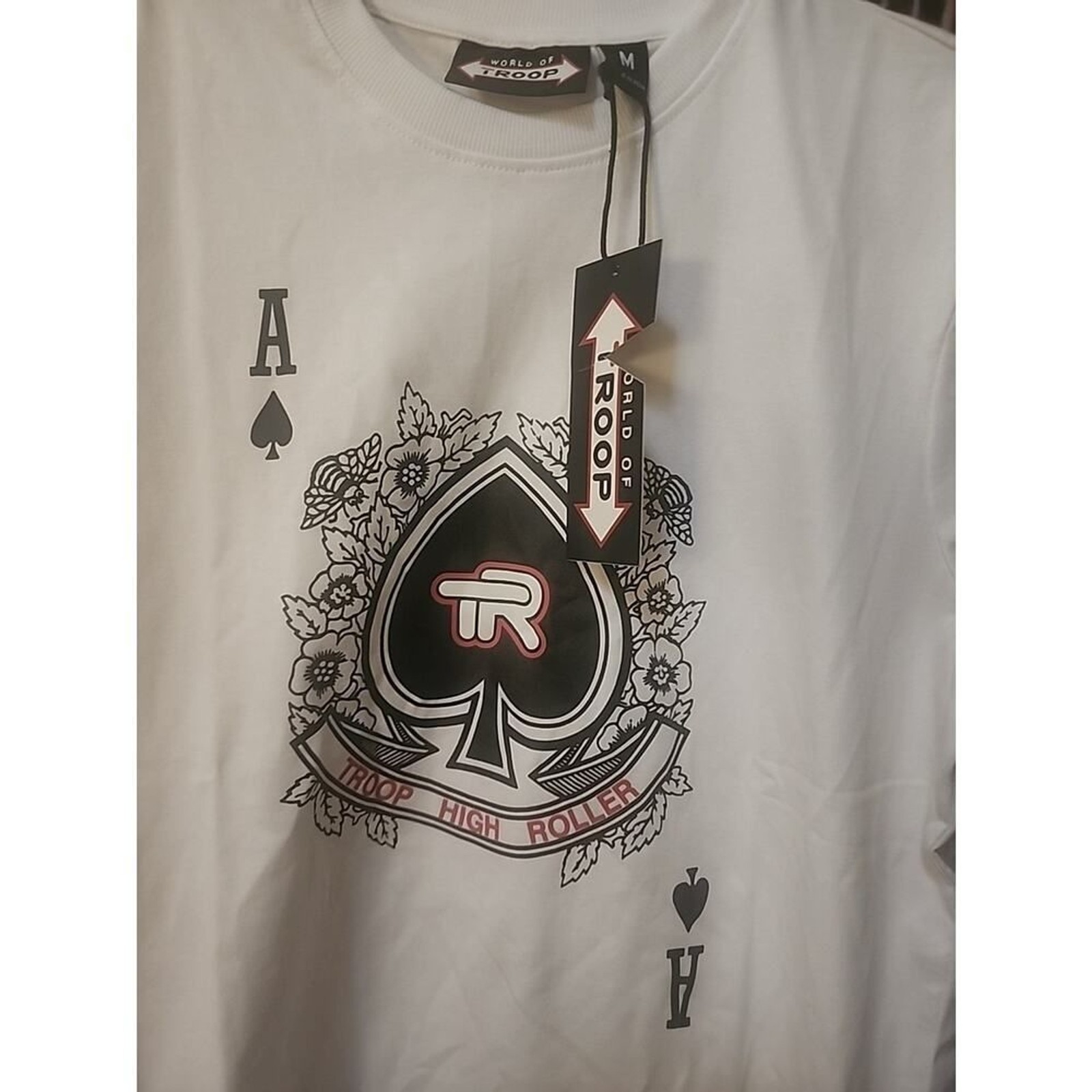 Mens World Of TROOP Ace Of Spades MEDIUM CREWNECK TEE SHIRT NWT A127 Excellent