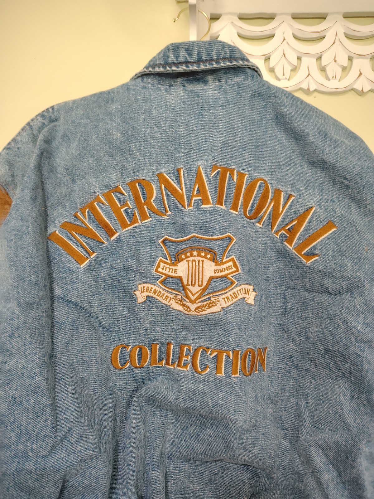 IOU Legendary Denim International Collection Vintage Jean Jacket Leather Trim Sm