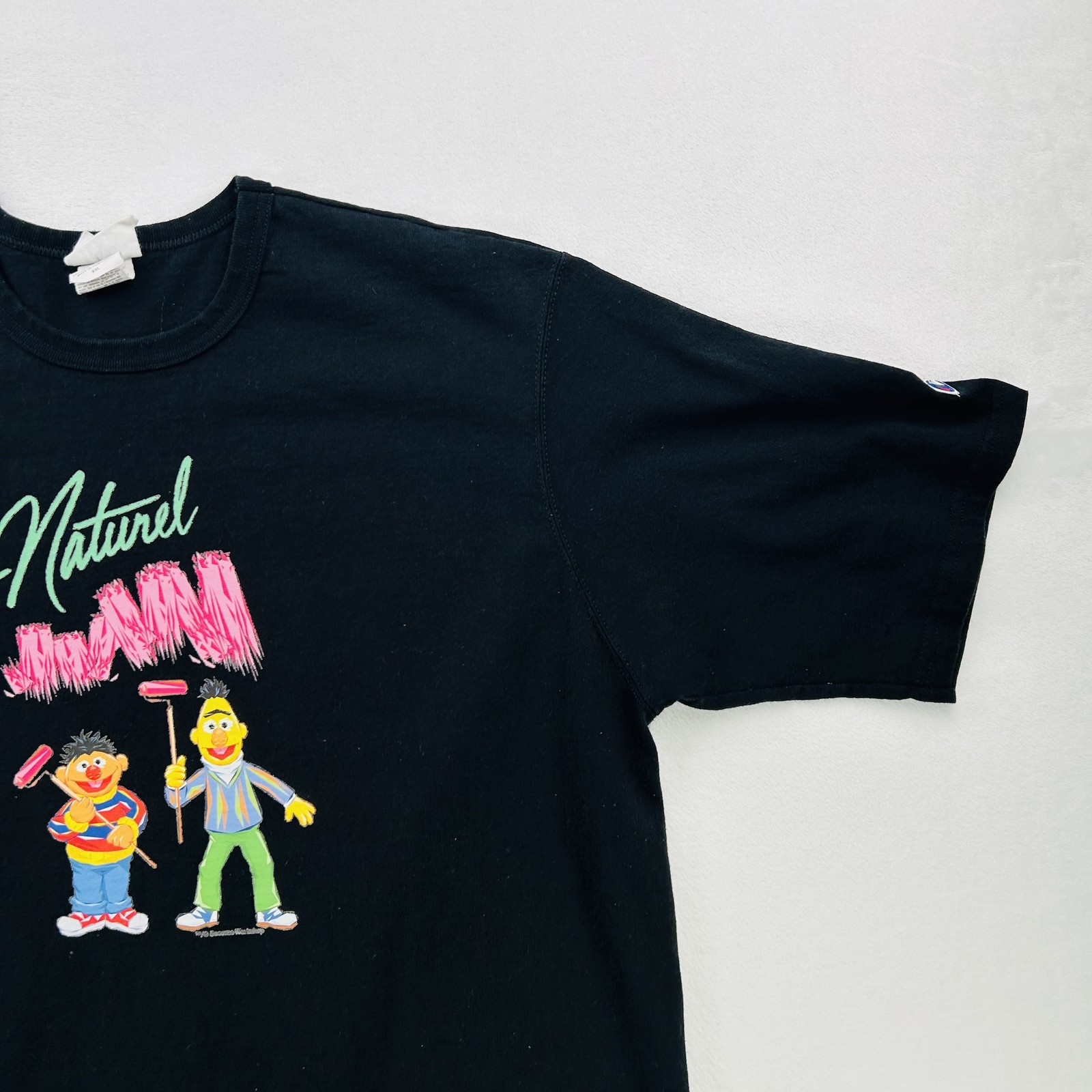 Sesame Street Shirt Mens 2XL Black Naturel Bert Ernie Champion Tee Y2K Collab