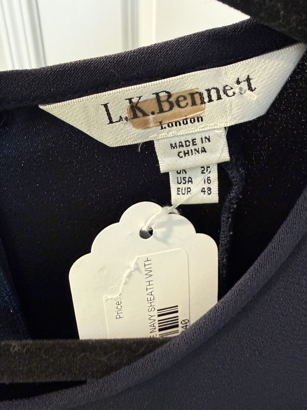 LK Bennett Dr Jessica Dress Navy Blue Classic Seamed Sheath Size 16 EUC $545