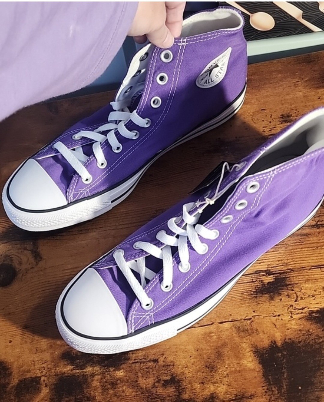 Purple Converse High Top Sneakers In Vibrant With White Accents Unisex Sneakers