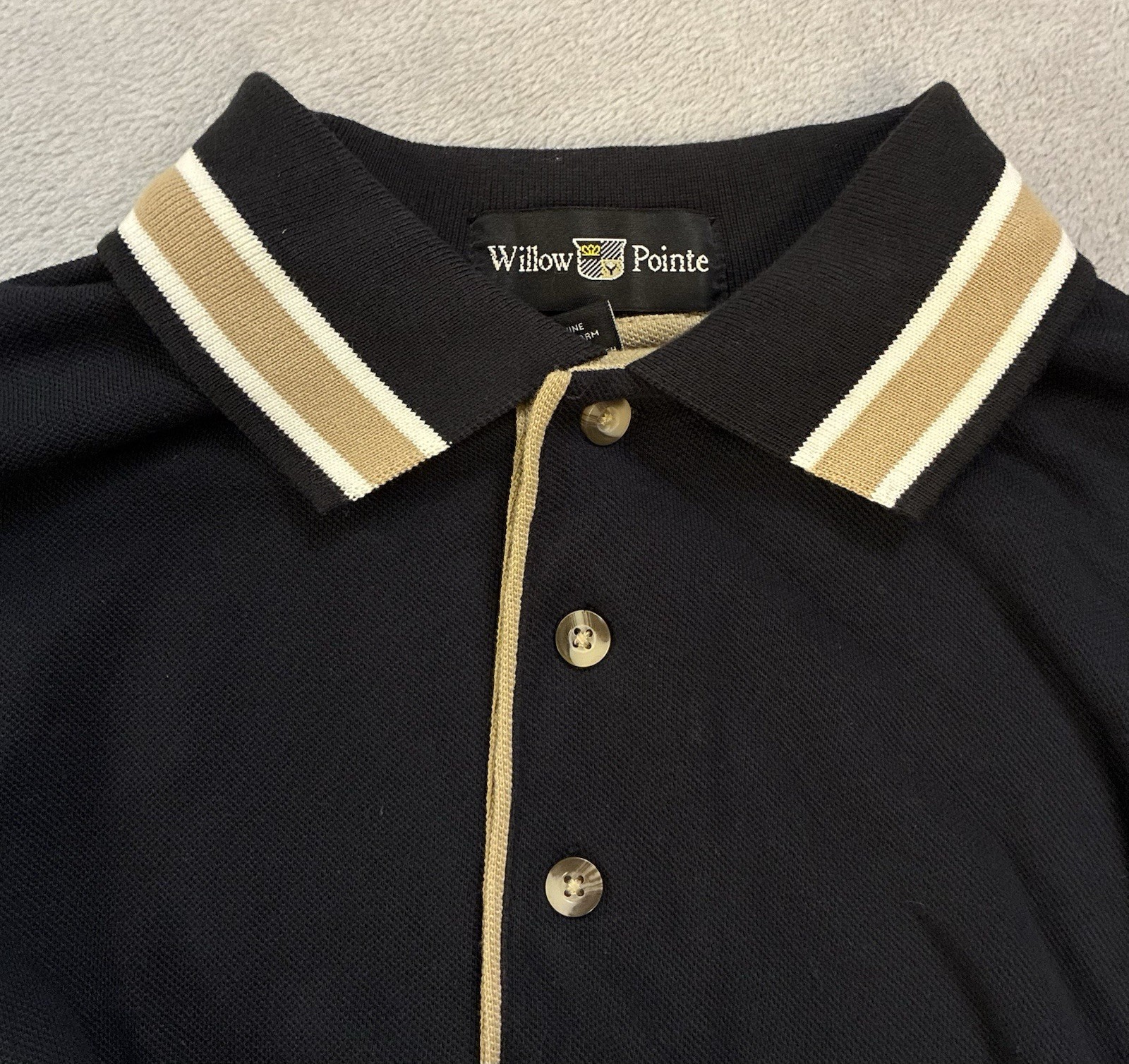 Willow Pointe Polo Shirt Men’s Large Cotton Black With Gold Accents