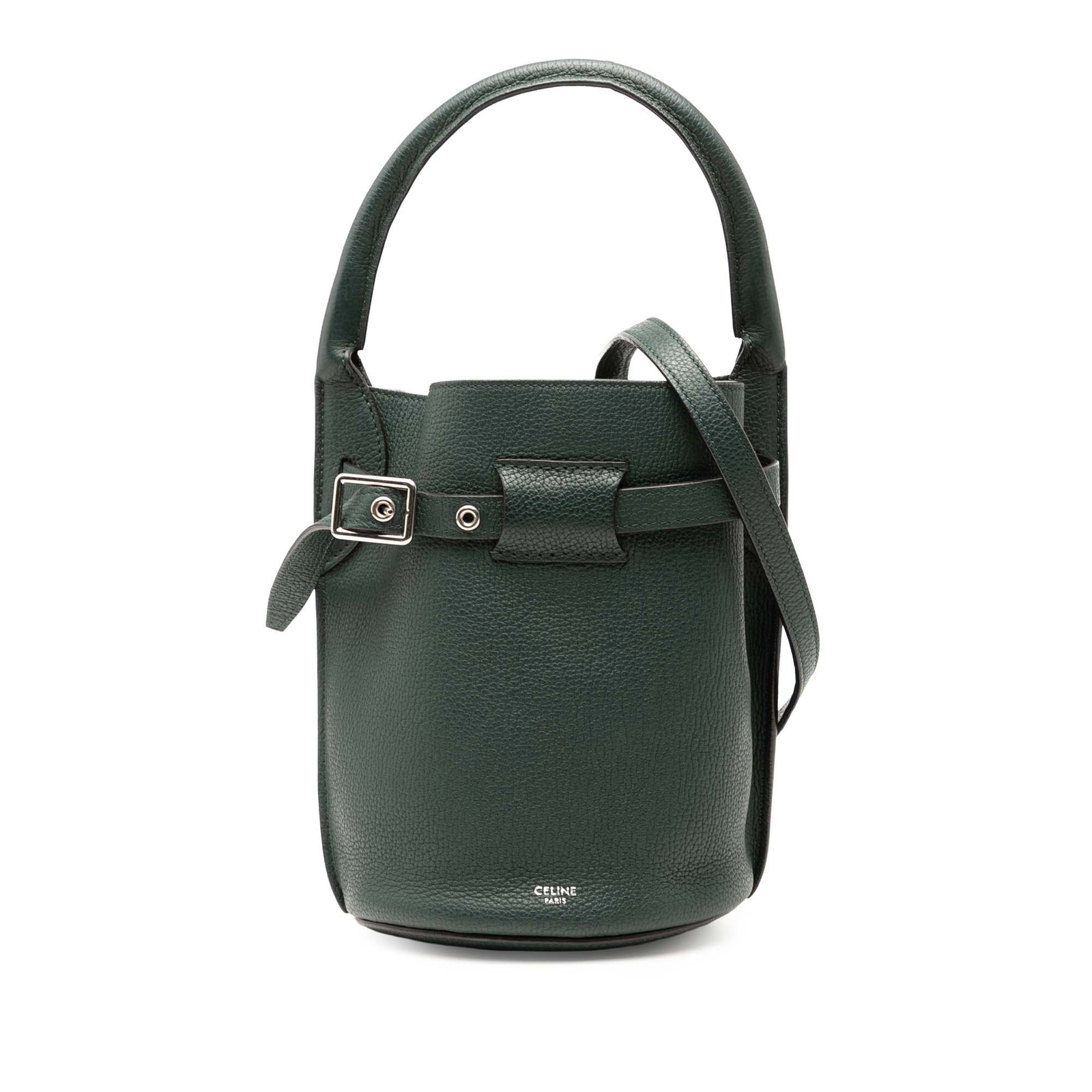 Celine Nano Leather Big Bucket Bag Pre-Loved Dark Green