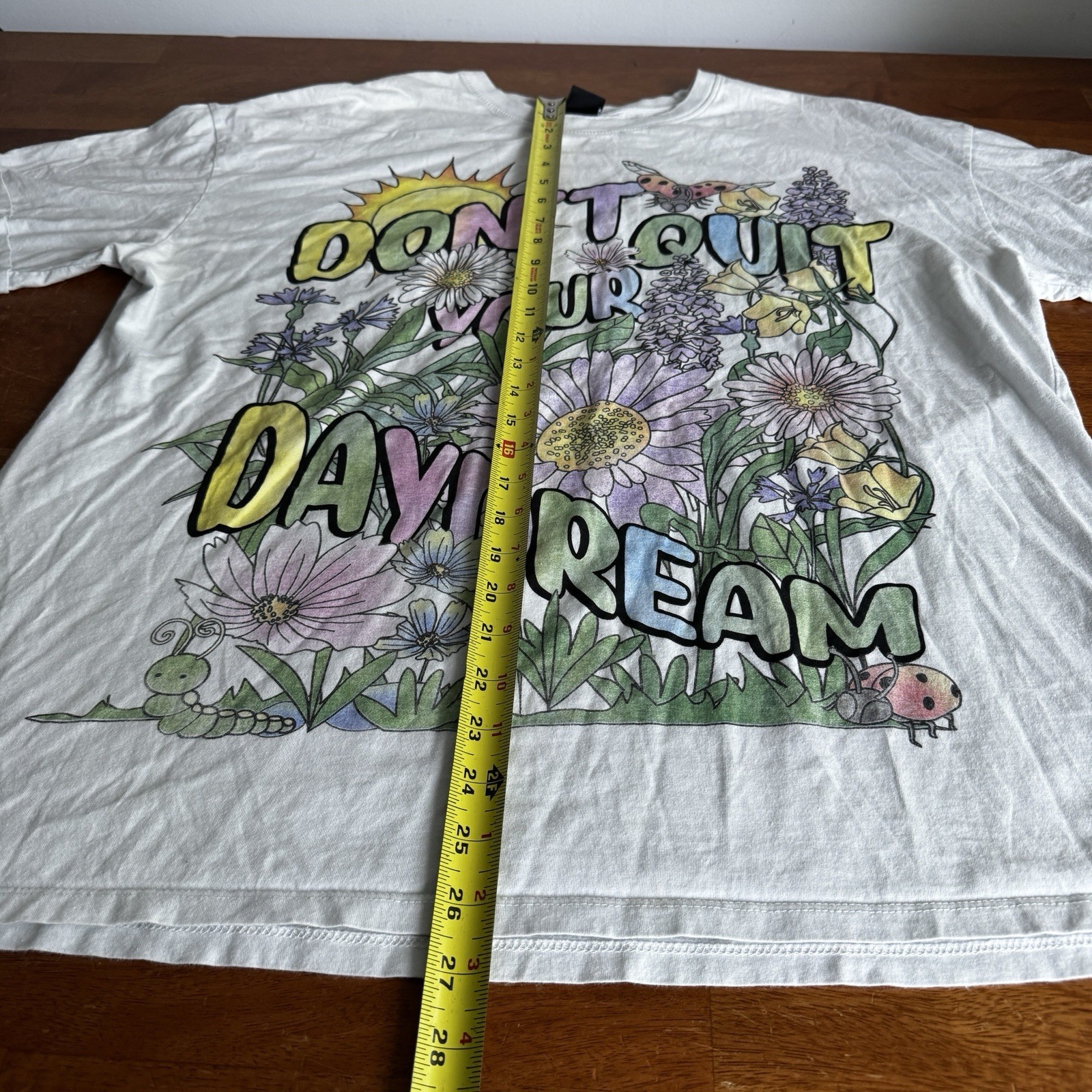 Bershka Adult Unisex Large Psychedelic Don’t Quit Your Daydream T-Shirt Flowers