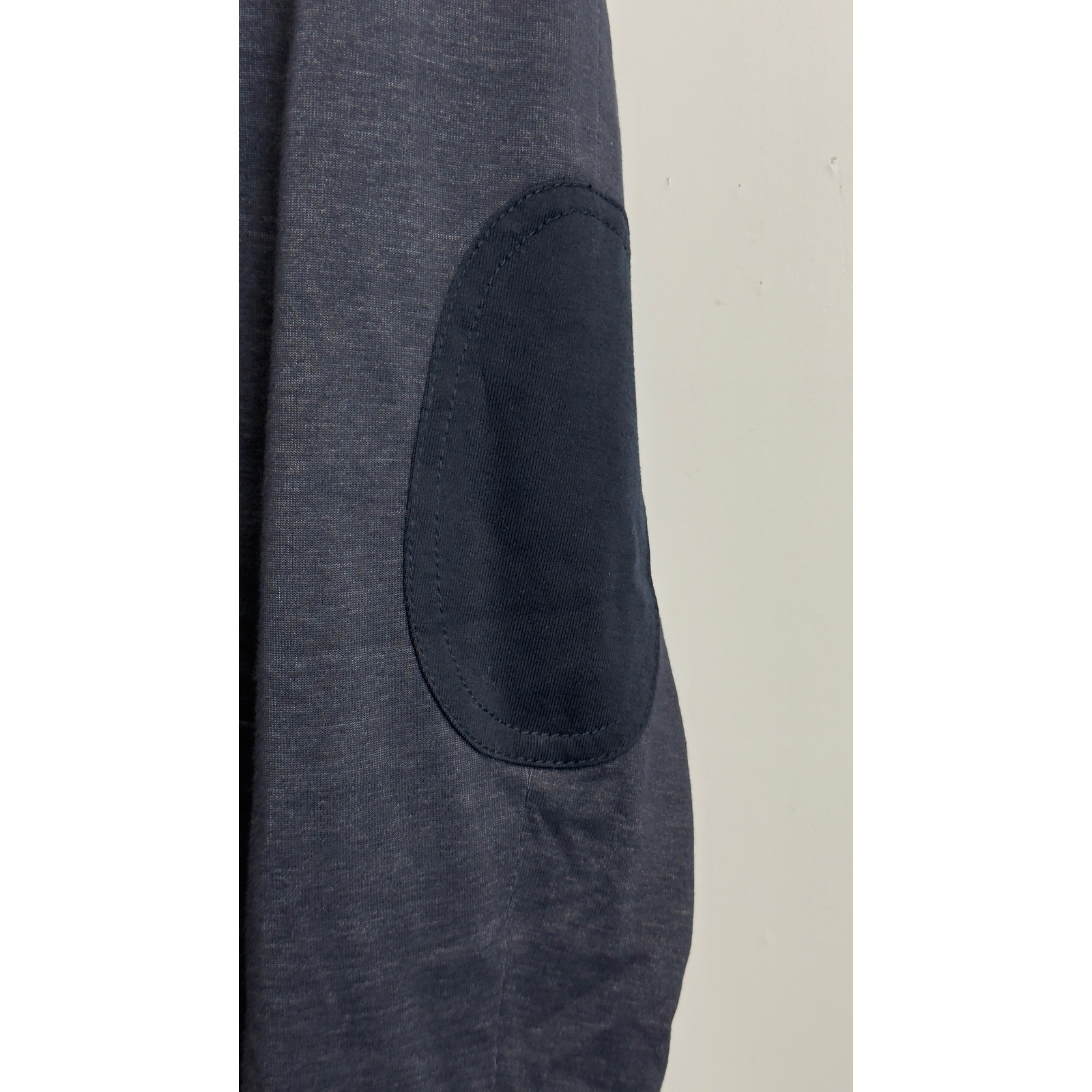 21Men Mens Navy Blue Knit Blazer Jacket Elbow Patches Size Large Two Button