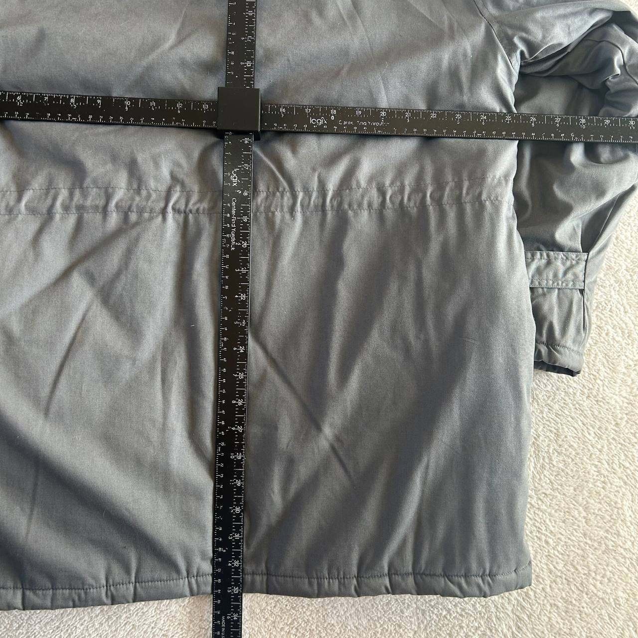 St Johns Bay Parka Chore Coat Size L Gray Flannel Lined Insulated Removable Hood