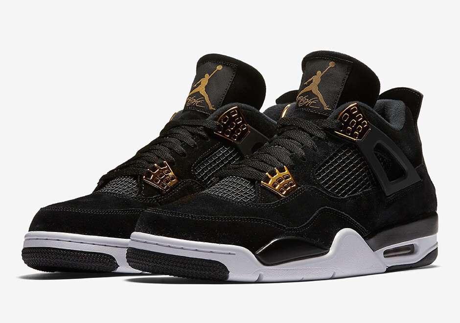 Nike Air Jordan 4 Retro Royalty Size 6.5-12 Black Metallic Gold White 308497 032