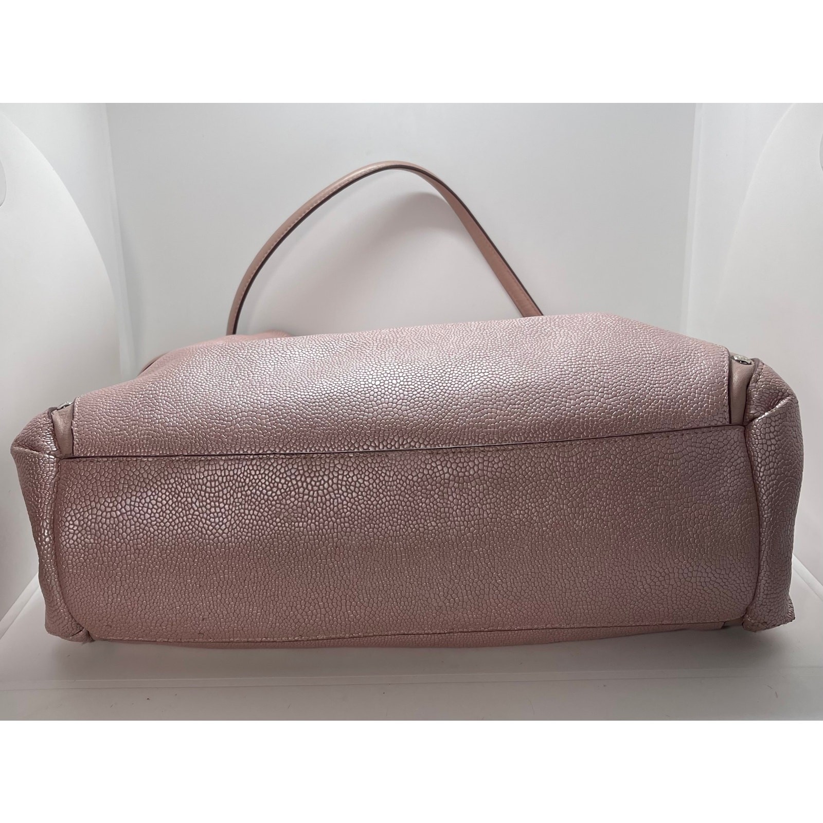 Coach Madison Phoebe Studded Metallic Rose Pink Pebbled Leather Shoulder Bag