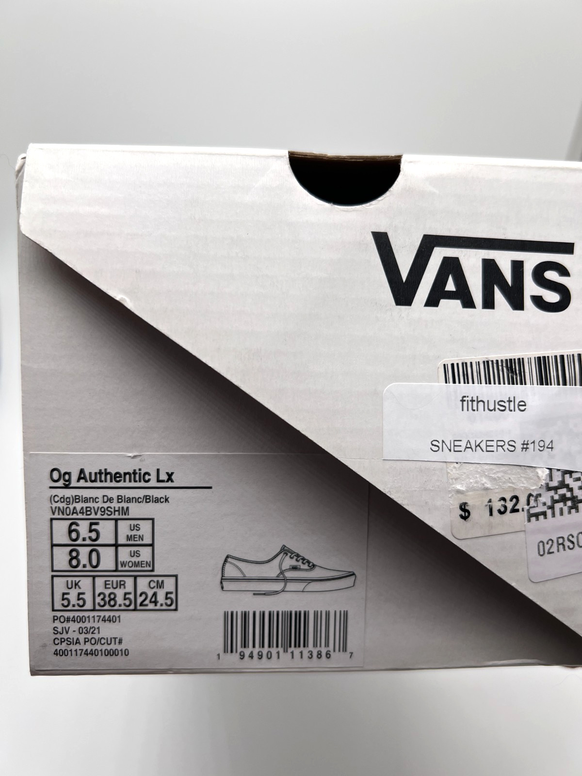 Vans OTW Authentic 44 CDG Comme des Garçons White Black Men 6.5/Women 8 NEW