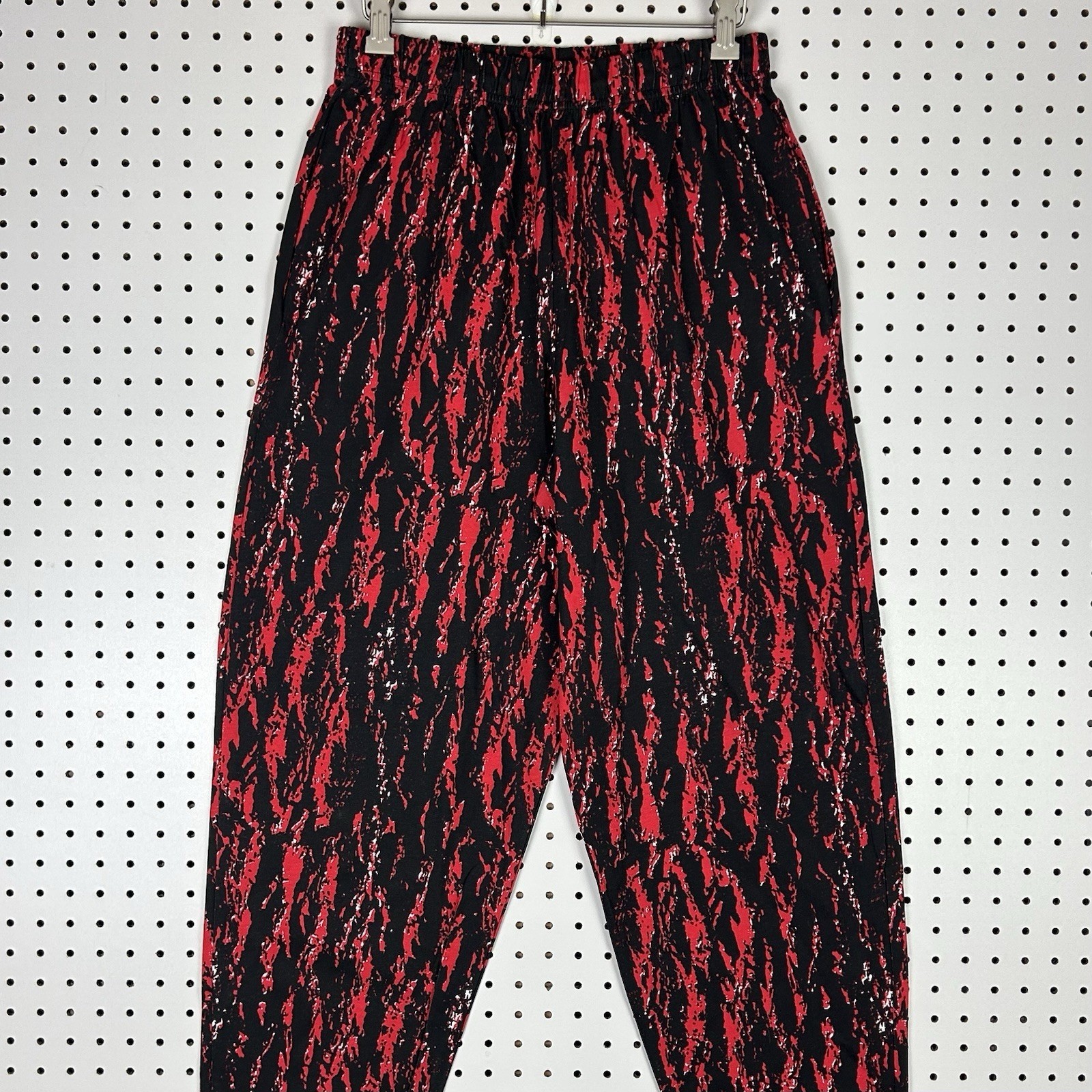 MC Hammer Parachute Pants Medium Workout Baggy 90s Lifting Pattern Red Black Y2K