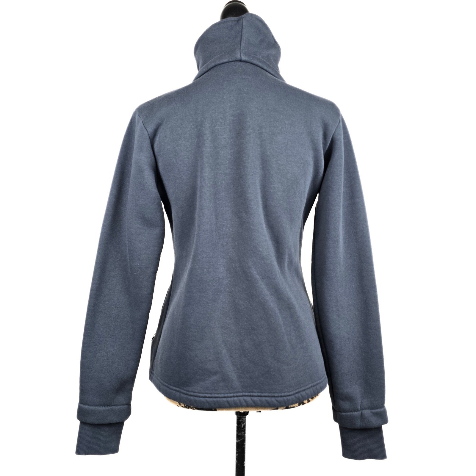 Bench Full Zip Grey Funnel Neck Teal Logo Thumbhole Sweatshirt Womens M