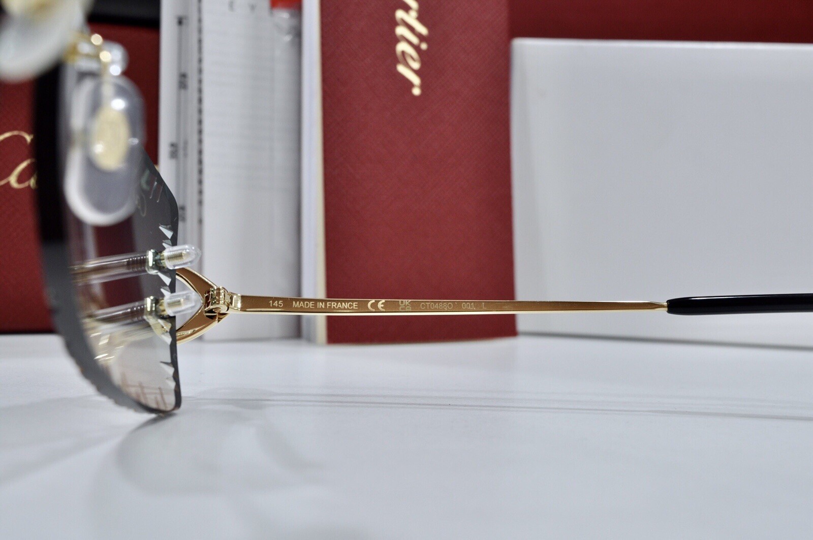 Cartier Rimless Piccadilly BIG C Decor Gold Occhiali Frame Glasses diamond lens