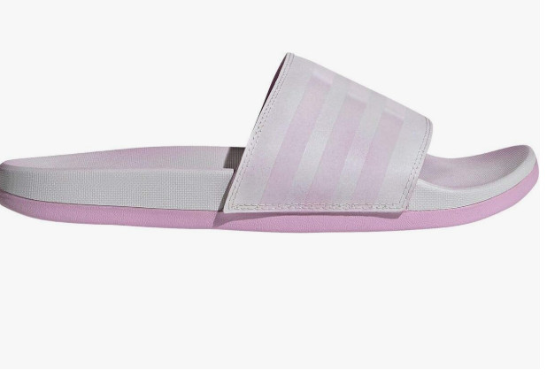 adidas Adilette Comfort Slides Womens 7 Dash Grey Clear Lilac White New FZ4878