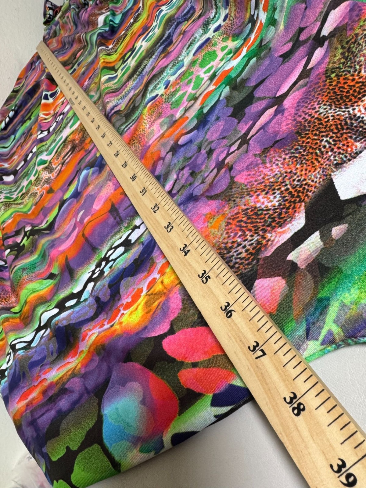 Jon Den Multicolor Artsy Long Sleeves Top Women size XL Asymmetrical Dolman Boho