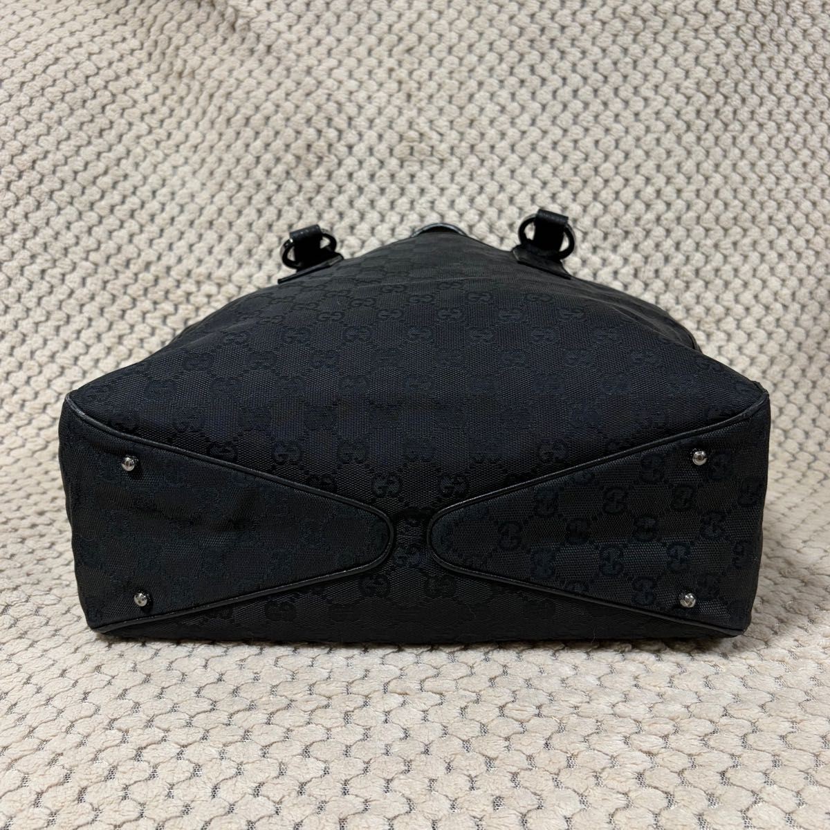 GUCCI GG Pattern Canvas Handbag Tote Bag Black