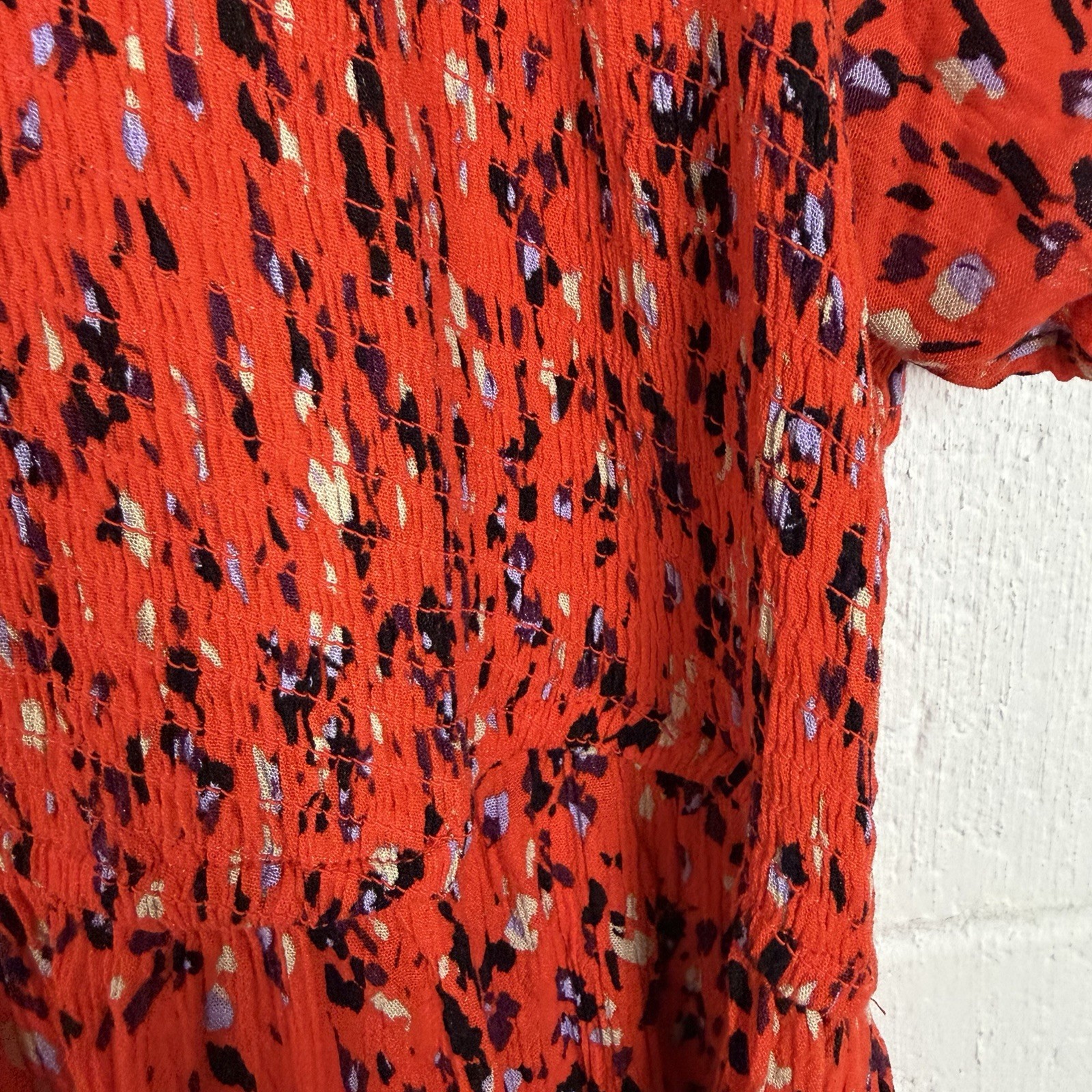 Torrid Midi Dress Plus Size 3X Orange Animal Print Smocked Gauzy Maximalist Fun