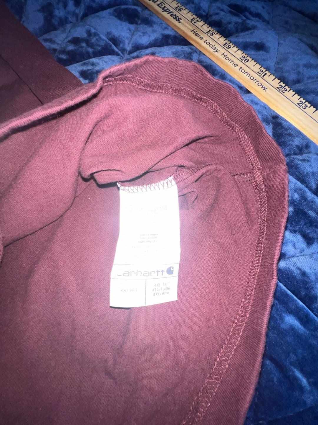 Carhartt K87 Original Fit Port Maroon Short Sleeve Pocket T-Shirt 4XL Tall