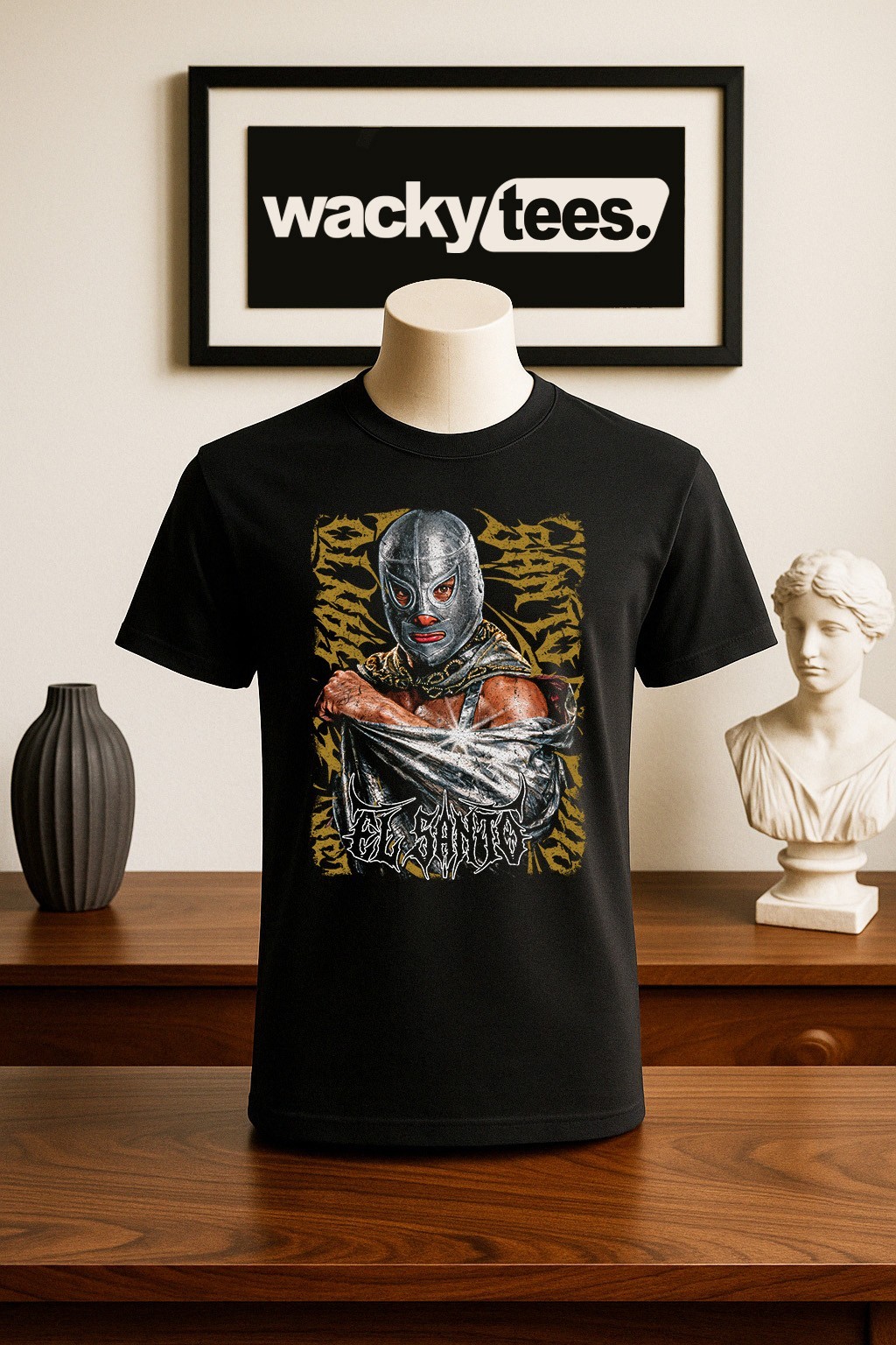 Lucha Libre El Santo Luchador Wrestling Oro Retro Style Graphic Tee Shirt