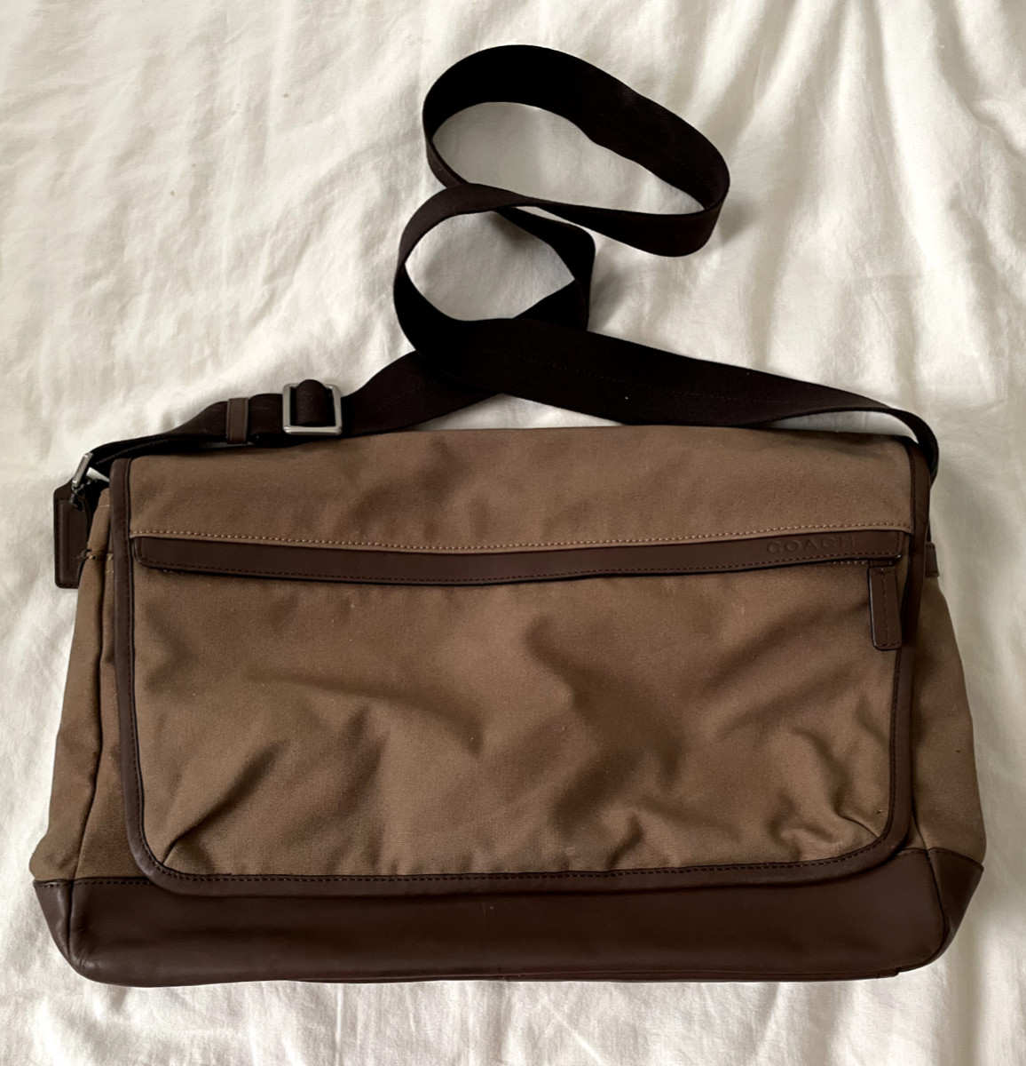 COACH Camden Canvas Brown Canvas Messenger Bag 70829-NICE