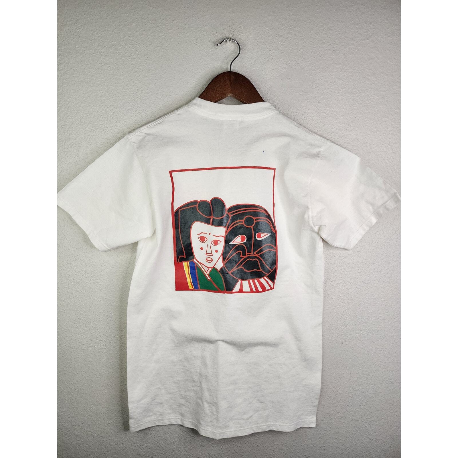 Vintage 1996 Korean Camp T-shirt Small Graphic Tee USA Made White Shirt