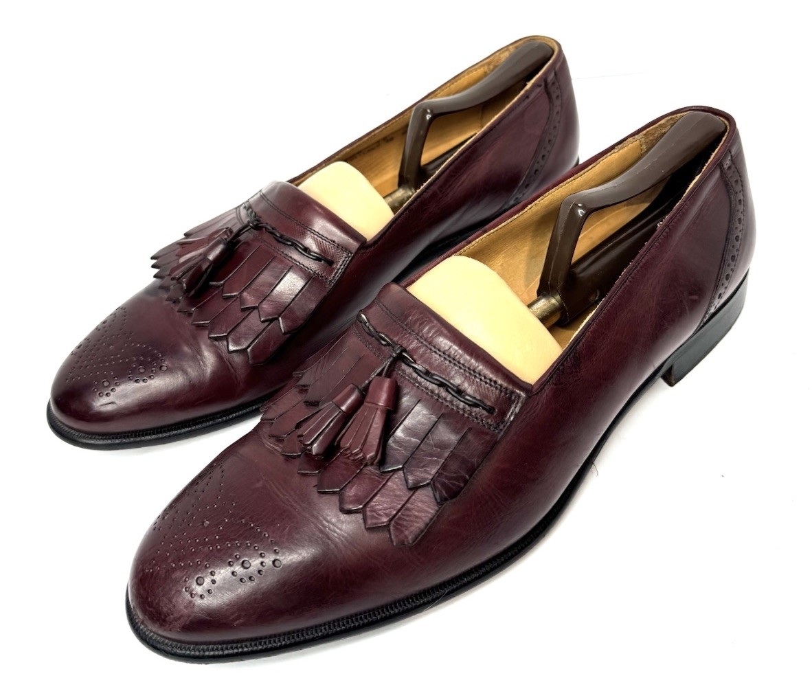Bostonian Classics 28308 Mens 12M Burgundy Oxblood Tassel Kiltie Loafers Italy