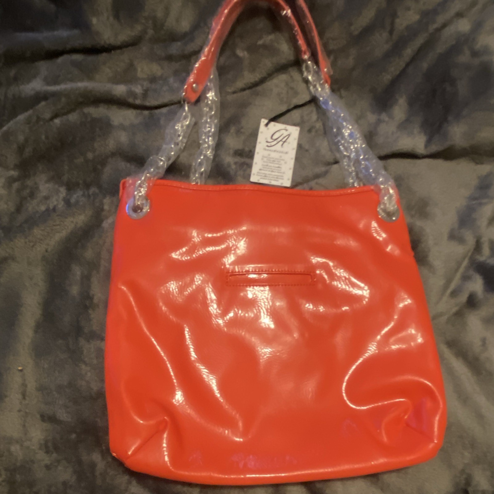 Grace Adele Red Quilted Shoulder Bag Magnetic/Zip Closure Chain Strap
