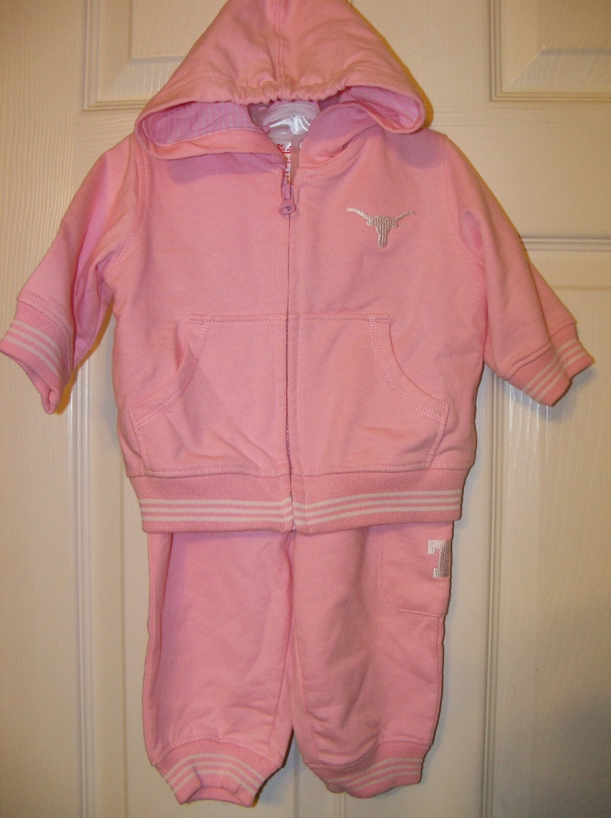 Texas Longhorns Pink Full Zip Hoodie Pants Set Infant Girl Size 3 / 6 Months NWT