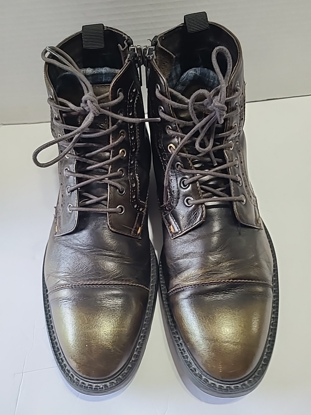 Boss Orange Ankle Boots Chuka 45 US Lace up And Zipper Brown