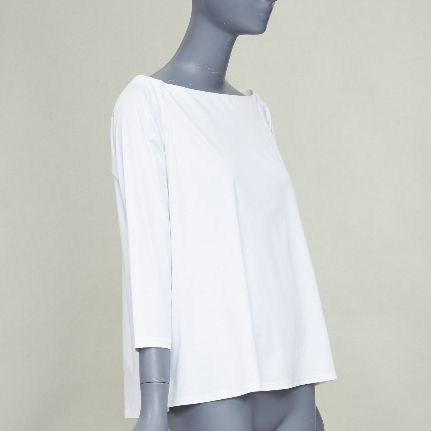 THE ROW Pepper white cotton stand up tape lined bateau neck crop sleeves top XS