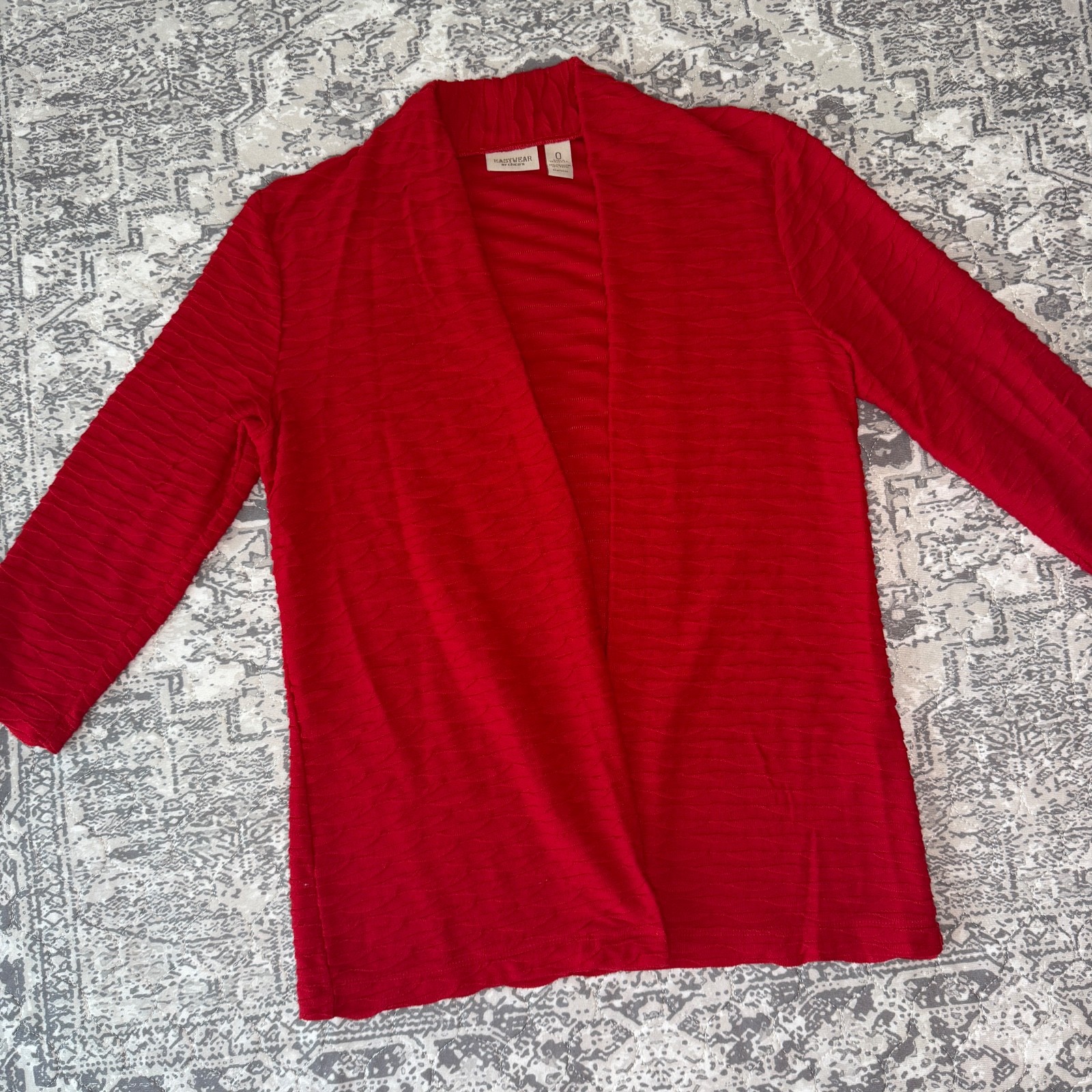 Chico’s Easy Wear Red Lightweight Open Cardigan Size 0 (Small/Medium)