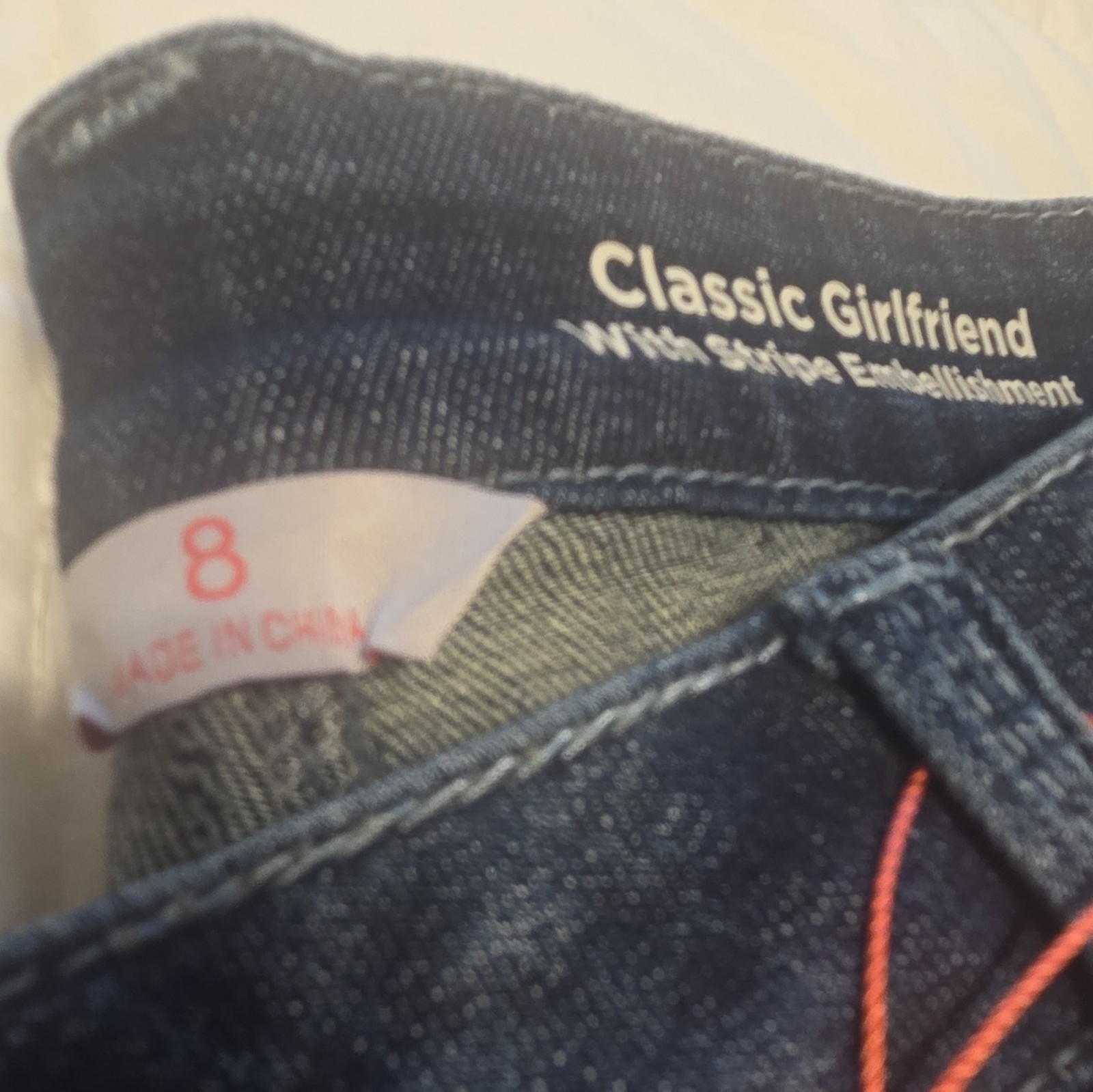 Laurie Felt Women’s Dark Wash Blue Denim Jeans Embellished Stripe Size 8