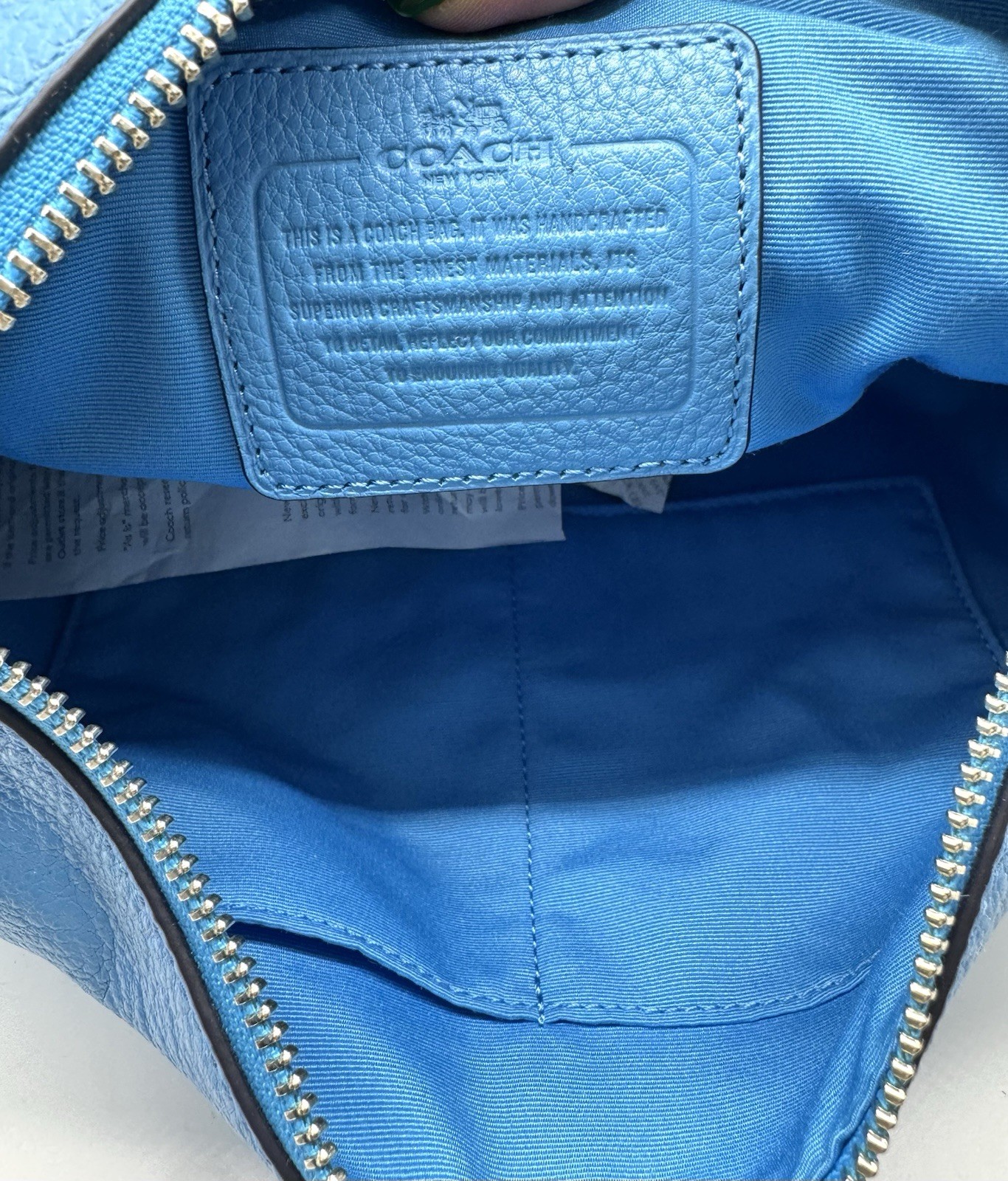 Coach Pebbled Leather Celeste Cornflower Blue Shoulder Bag Crossbody Strap NWT