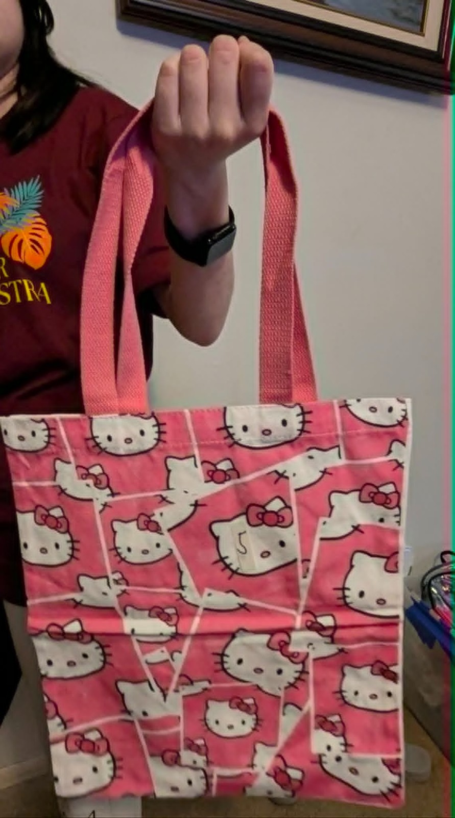 Adorable Hello Kitty Canvas Shoulder/ Tote Bag 13in x 15in