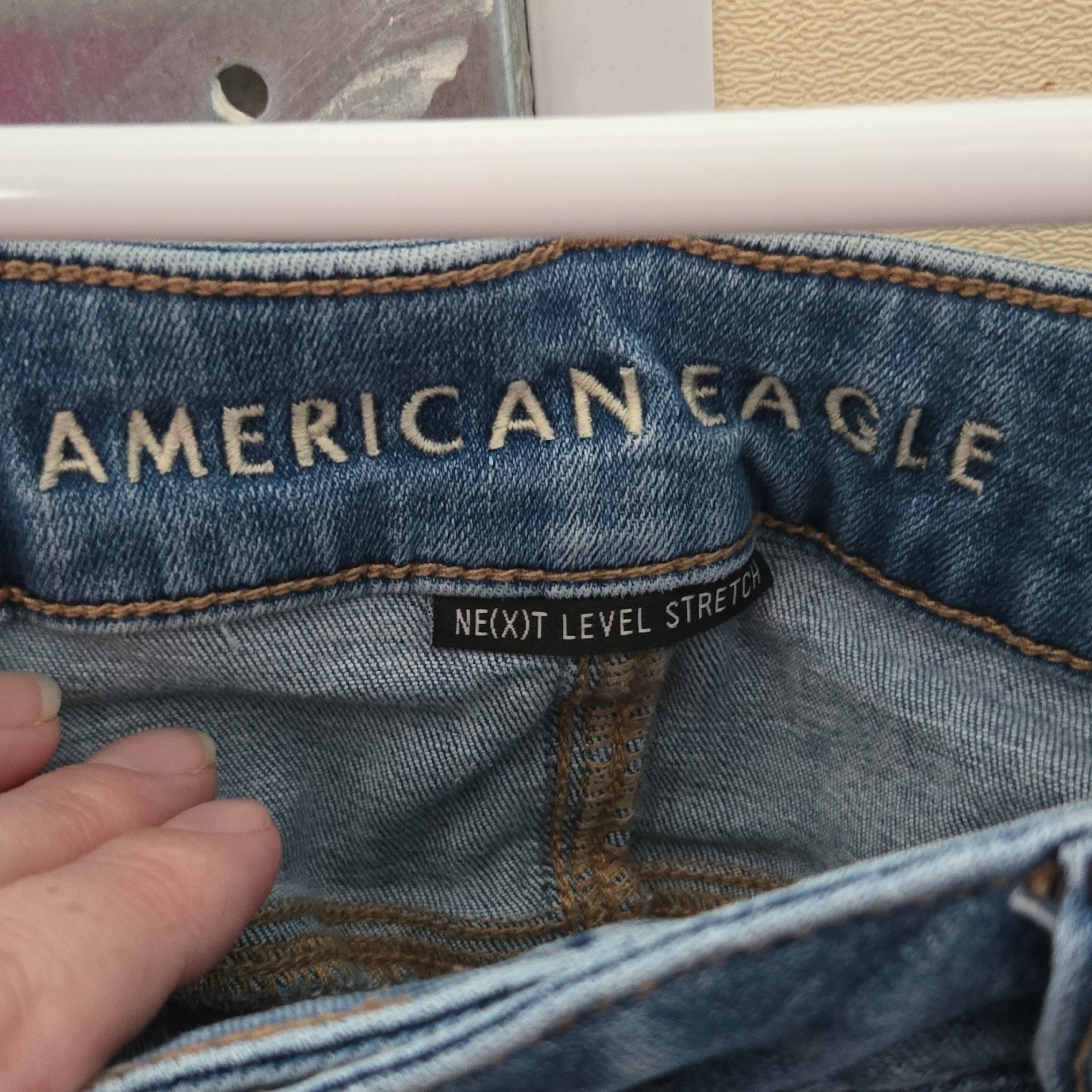 American Eagle Outfitters Women’s Jegging Jeans Blue Denim Stretch Button Zip