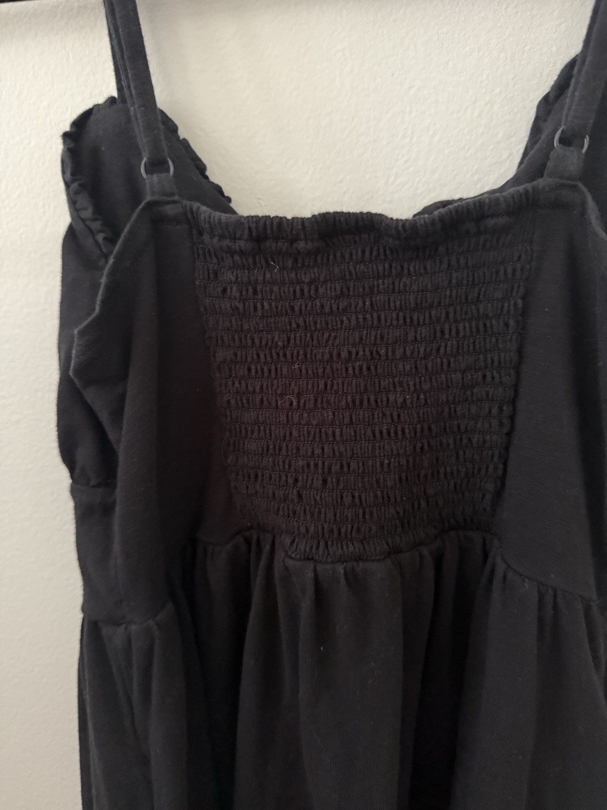 Old Navy Black Smocked Ruffle Sundress Sweetheart Neck Spaghetti Straps S
