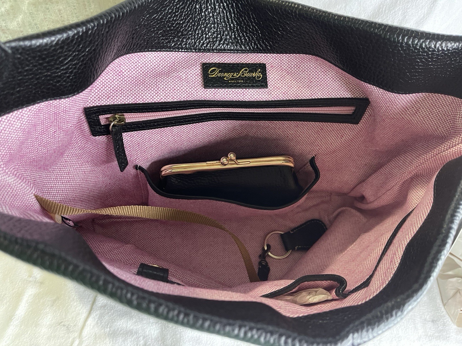 Dooney & Bourke Pebble Grain Logo Lock Shoulder Bag With Wallet In Black