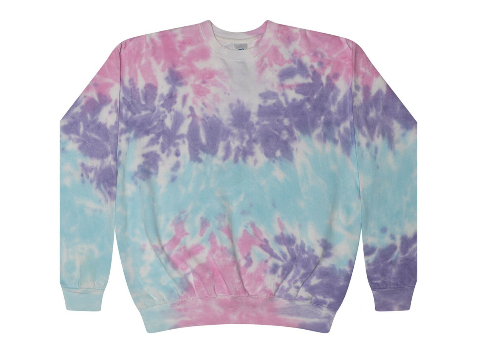 Tie Dye Multi-Color Crew Neck Fleece Adult Small to 3XL 80% Cotton Long Sleeve