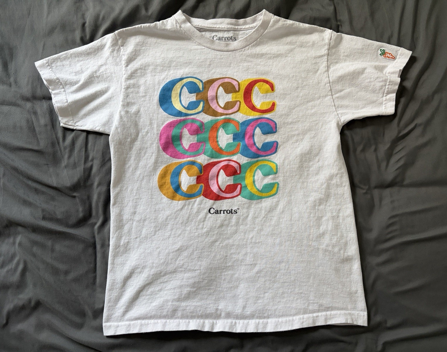 Carrots Mens Graphic Print T-Shirt White Multicolor Logo Size M Anwar Carrots