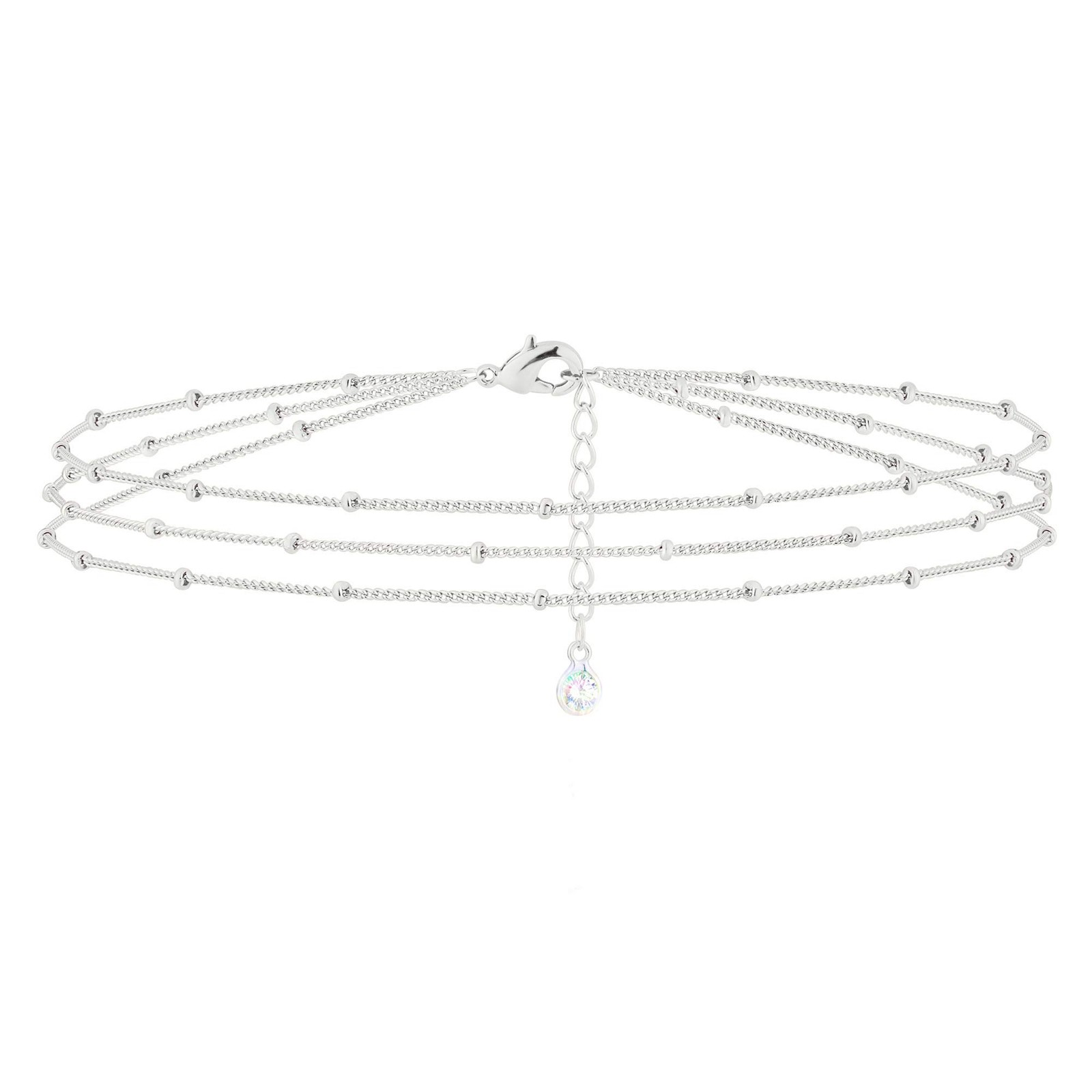 MEVECCO Bracelet for Women Sliver Layered Satellite 6 inches, 3 SL