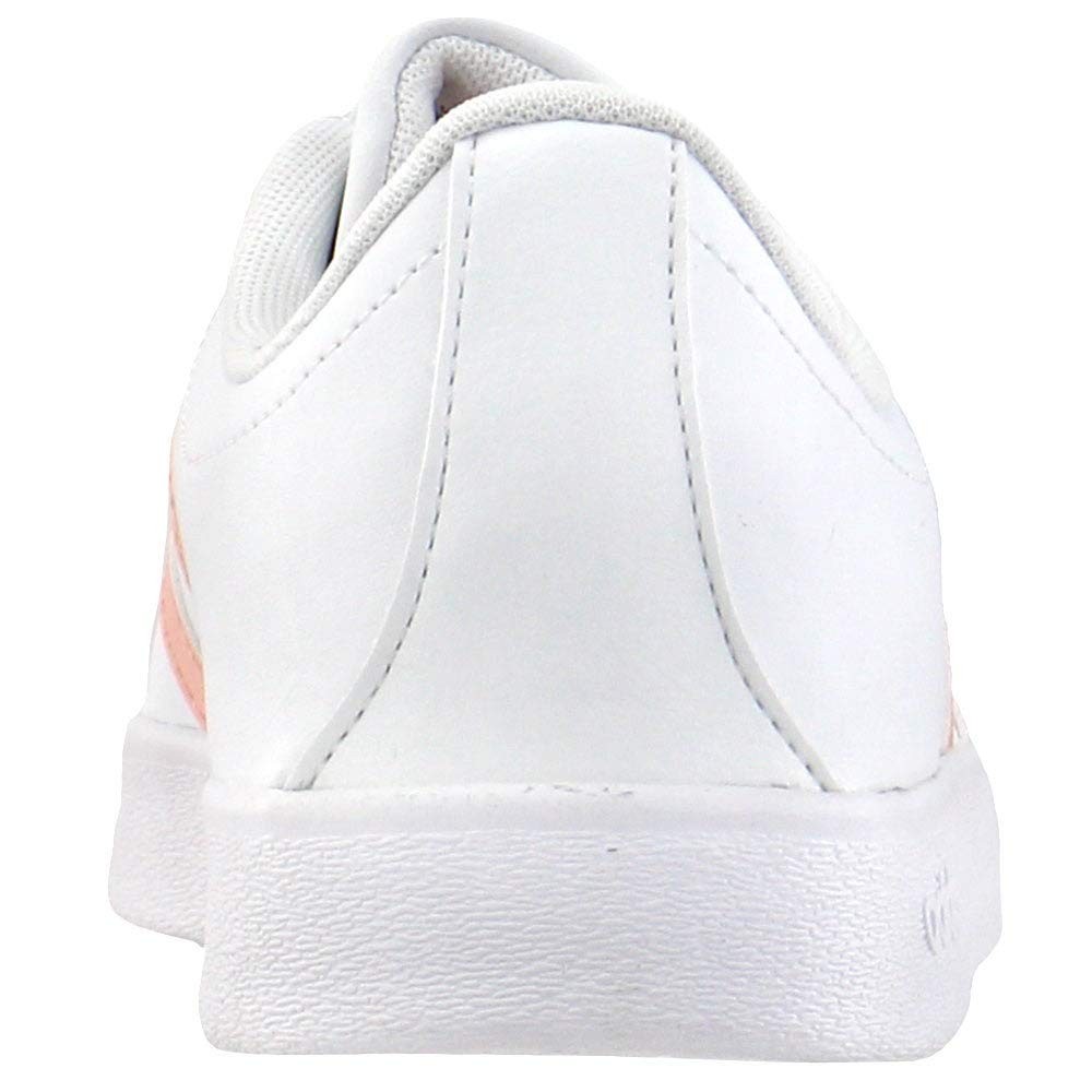 adidas Girls VL Court 2.0 Tennis Shoes Casual Sneakers White w/ Pink 12K NWT