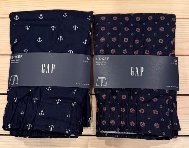 GAP 2 Pairs MEN Boxer 100% Cotton Blue Anchor Medallion You Choose Size