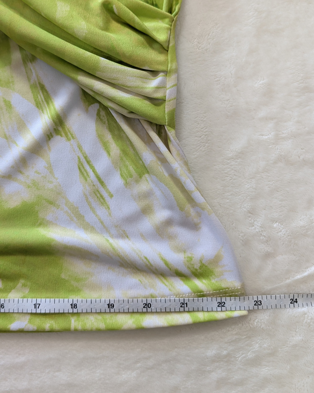 Clara Sunwoo V-Neck Draped Pleat Top Floral Citrus Lime White Size 1X