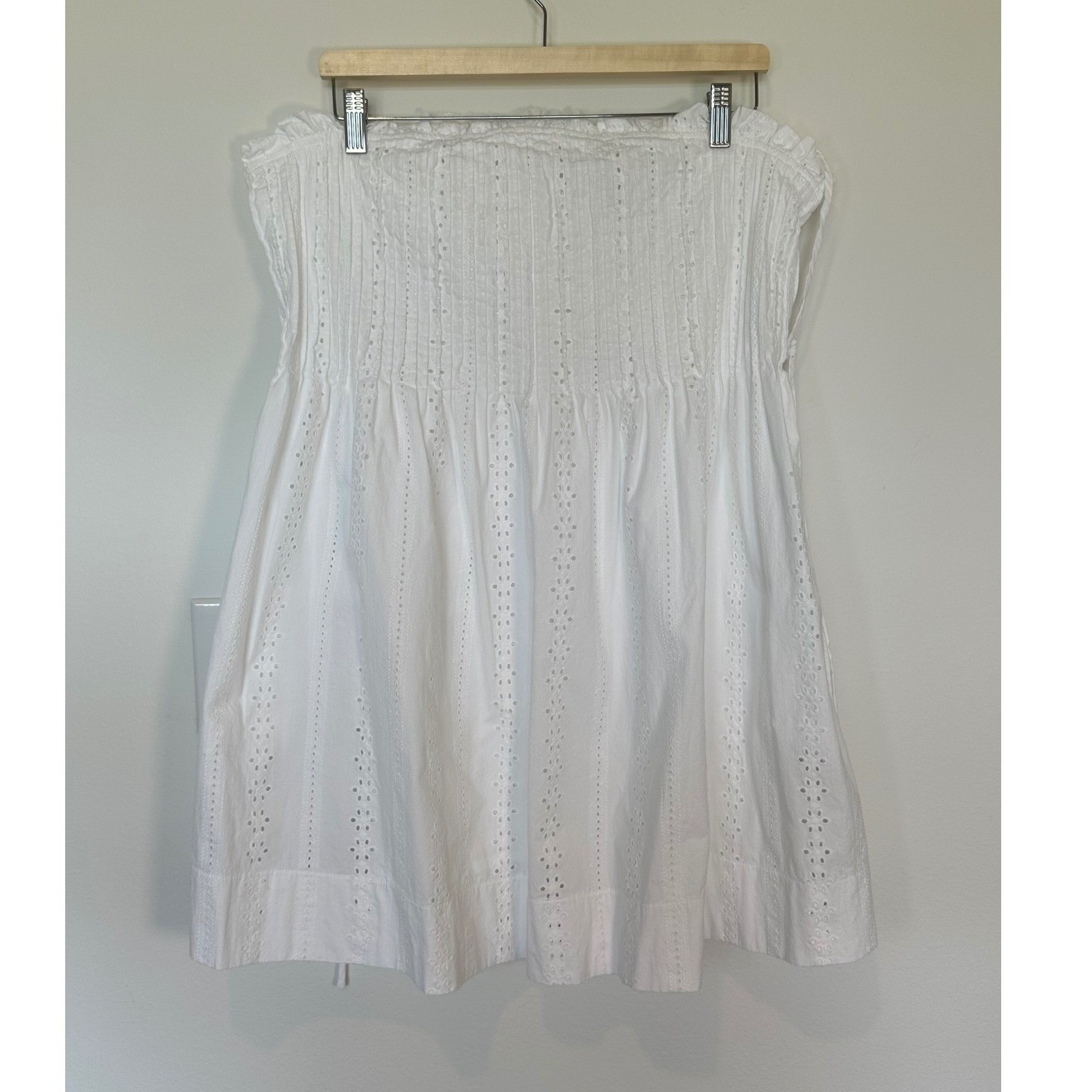 Free Assembly Eyelet Smocked Top Womens Cottagecore Boho Large White Cotton