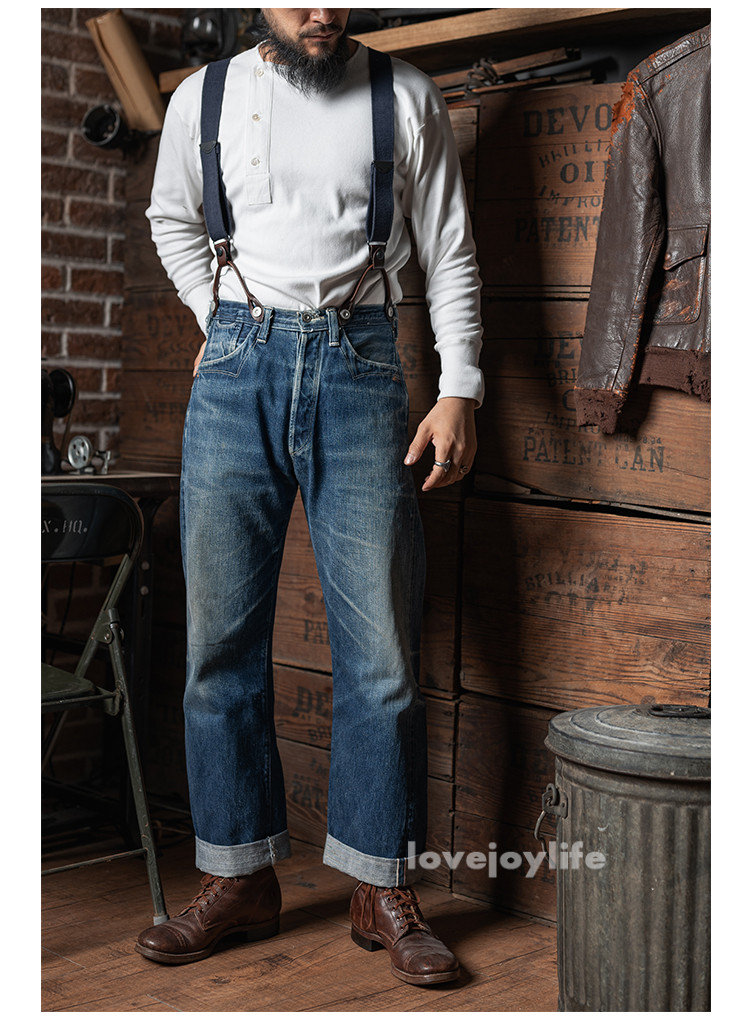 Bronson USAF X-Back Genuine Leather Suspenders Adjustable Elastic Straps Braces