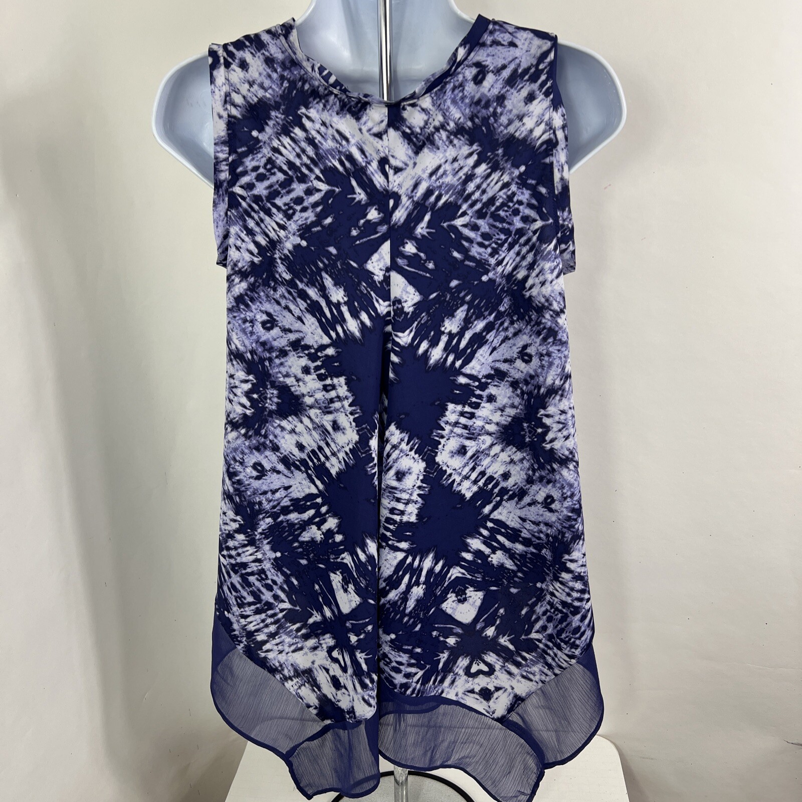 Simply Vera Vera Wang Blouse Women’s XS Sleeveless Hi/Low Purple Tie Dye Chiffon