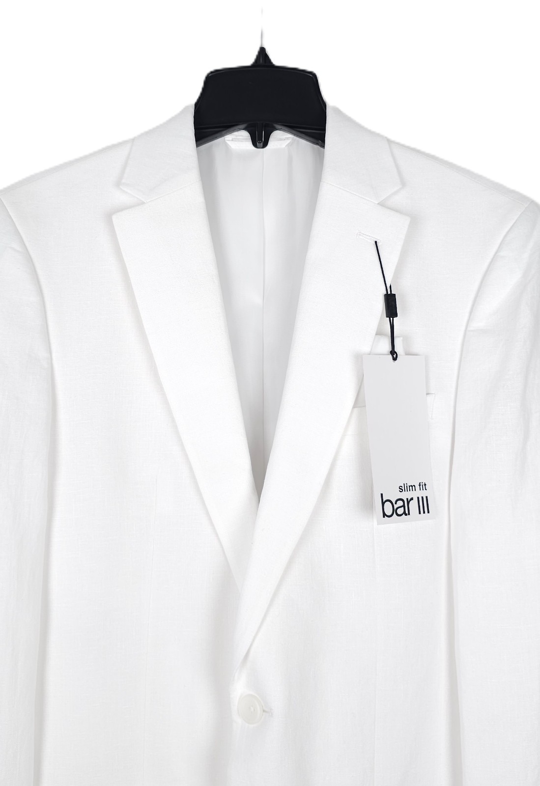 Bar III Mens Slim Fit Linen Sport Coat Blazer 40L White Solid NWT